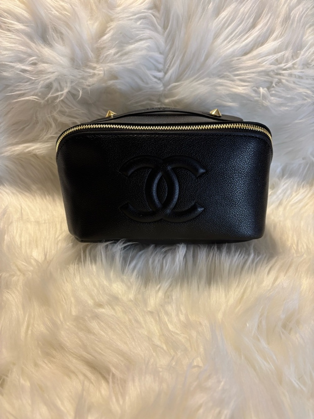 CC Black Cosmetic Case with Gold Zipper